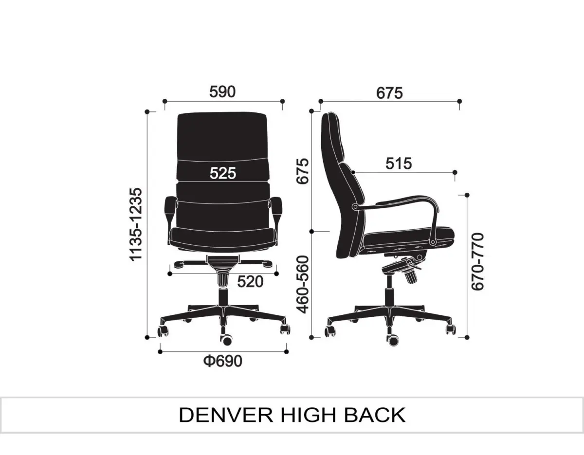 Dimensions of executive office chair.