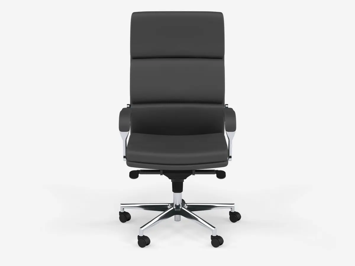 Black executive chair with casters.