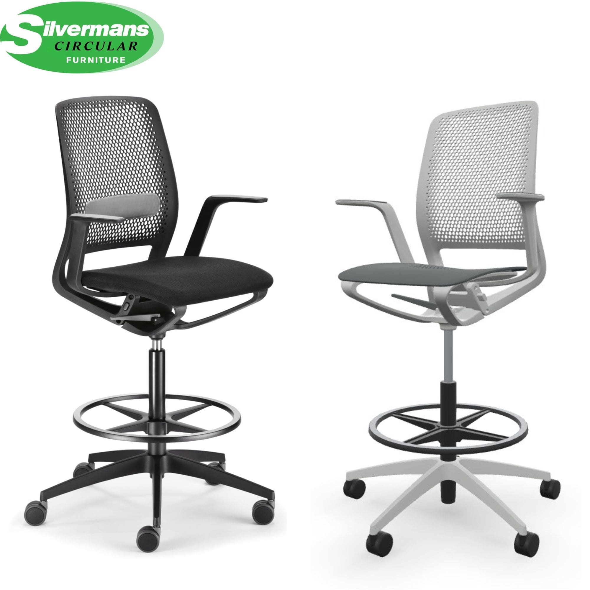 Office swivel chair for agile working, showcasing the Motion Draughtsman chair designed for comfort and mobility