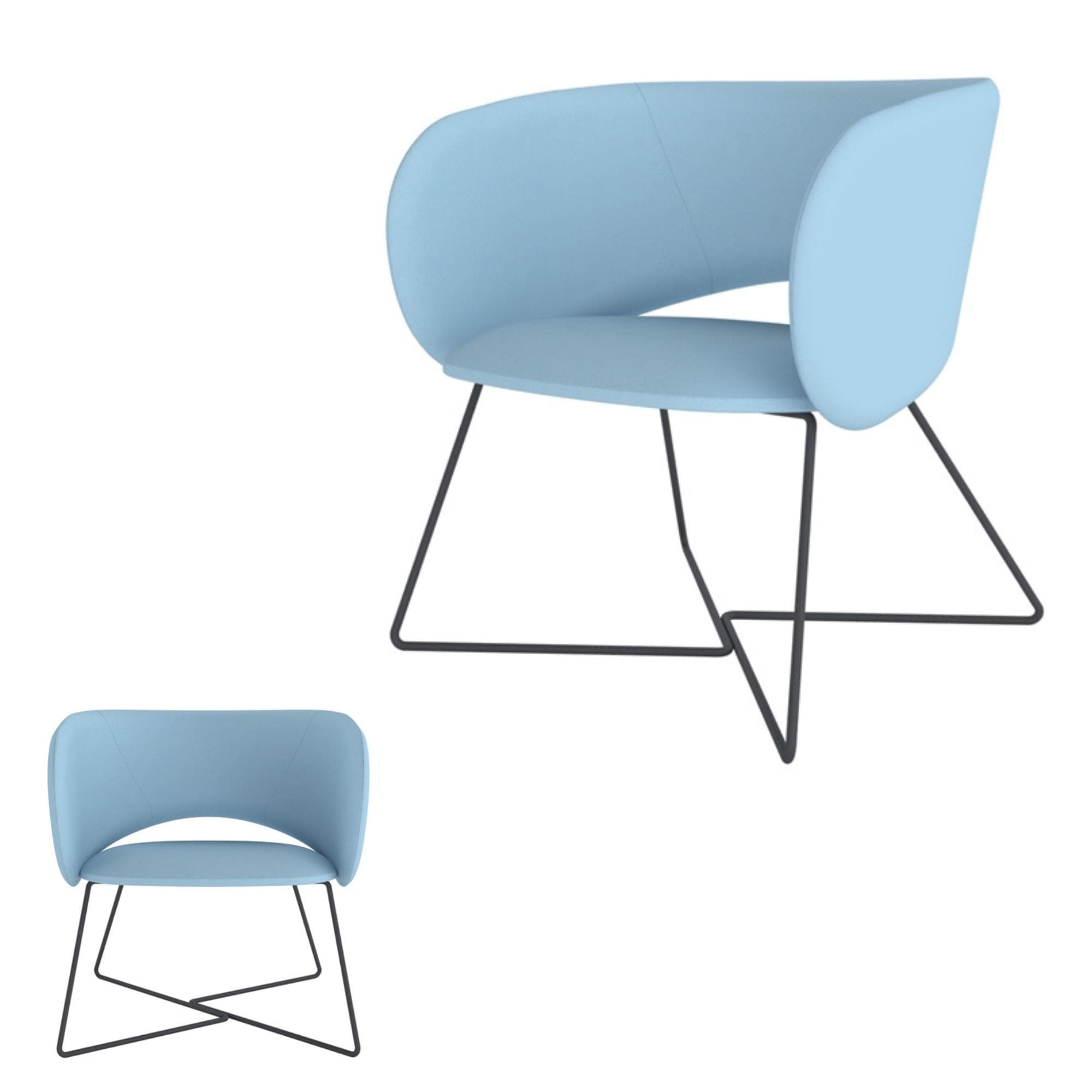 REL/LMB/1B - Relax Fully Upholstered Medium Back Lounge Chair with Black Metal Crossover Sled Base