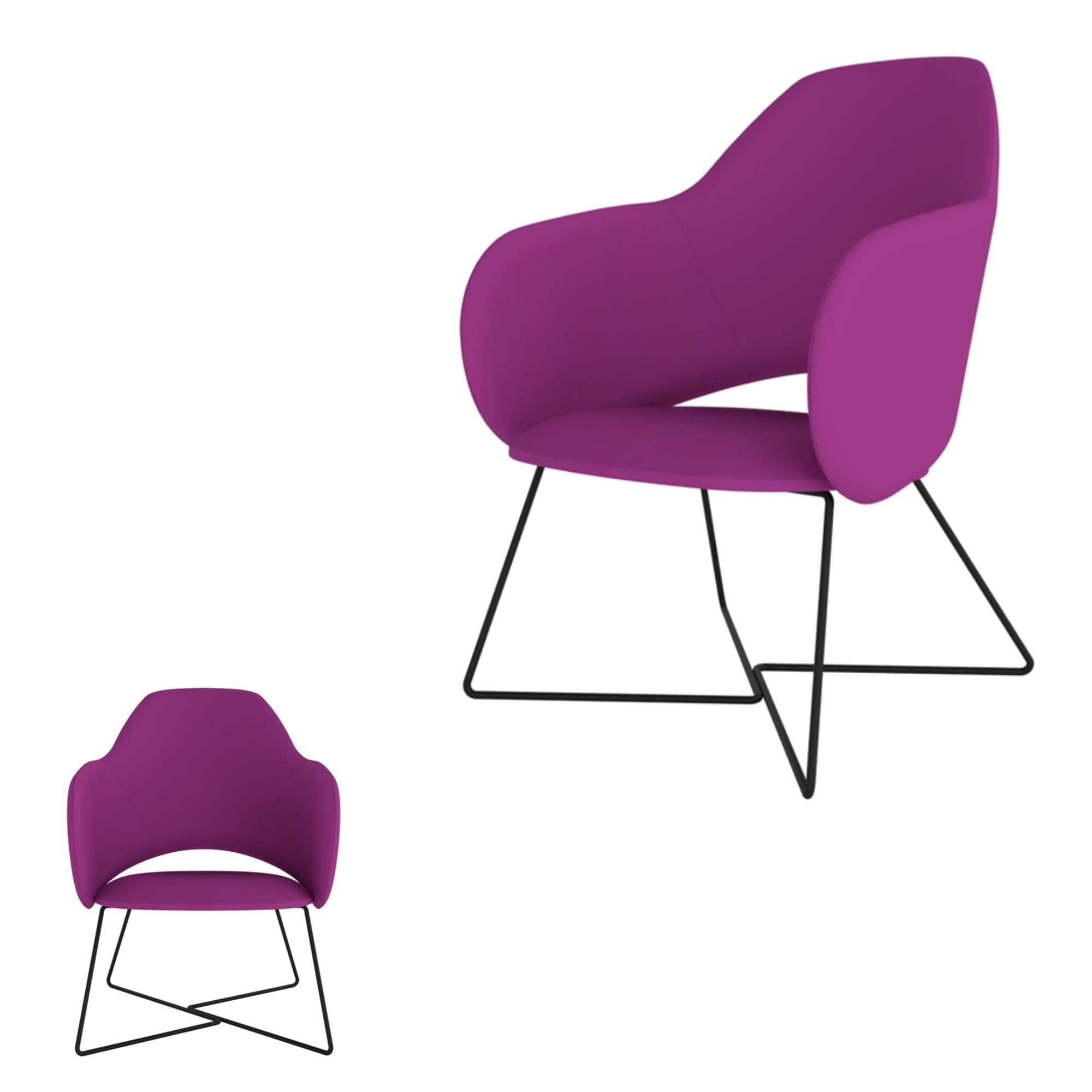 EL/LHB/1B - Relax Fully Upholstered High Back Lounge Chair with Black Metal Crossover Sled Base