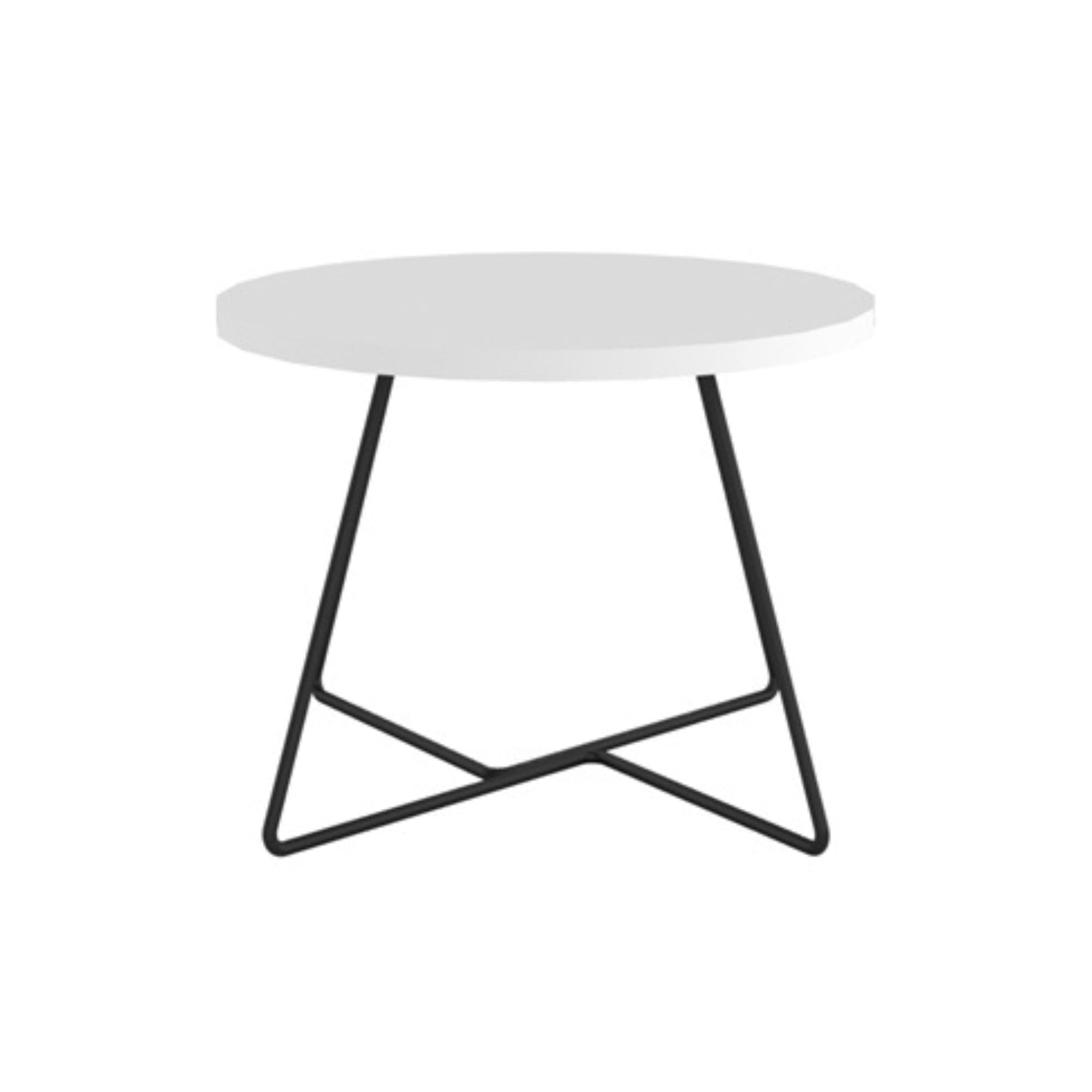 LCT609/WH - 600 DIAMETER WHITE ROUND TOP TABLE WITH BLACK CROSSOVER BASE