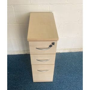 Desk High Maple 3 Draw Pedestal