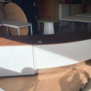 White & Walnut Reception Desk