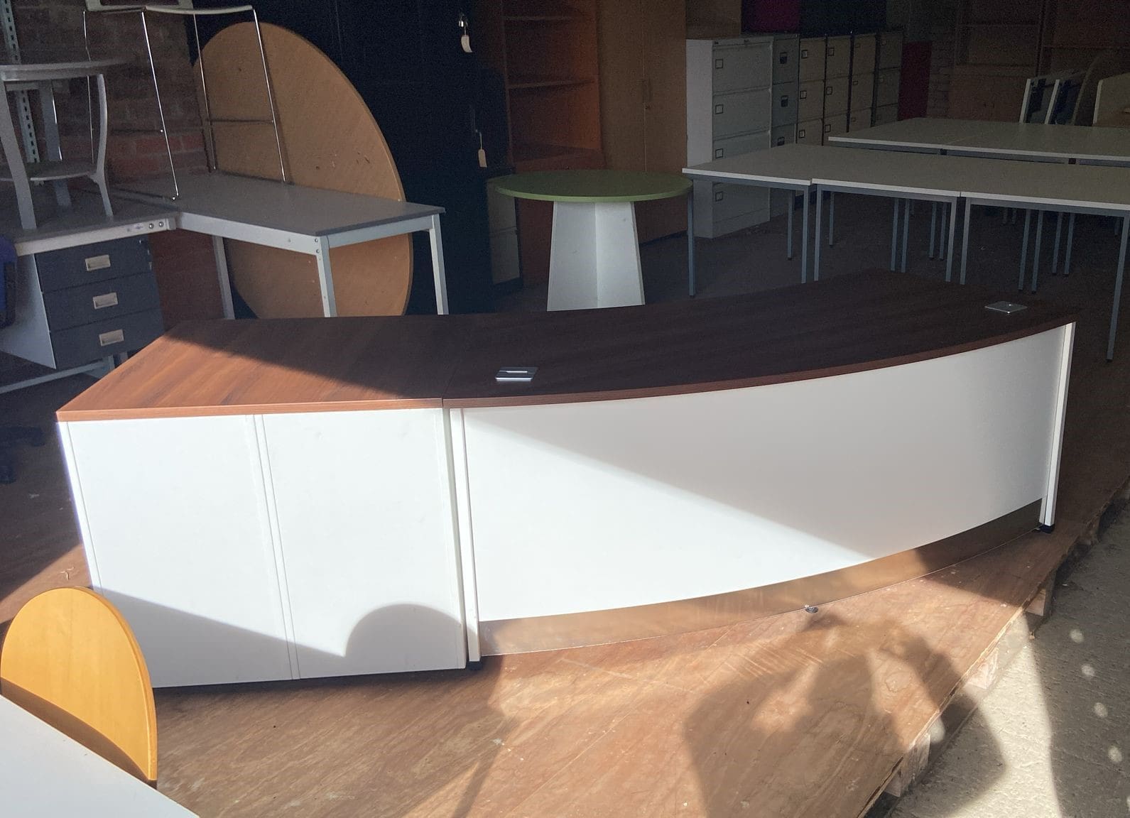 White & Walnut Reception Desk