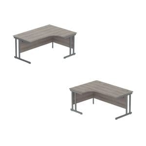 Office Basics - Corner Desk with Steel Double Upright Cantilever Frame